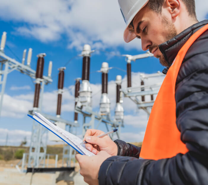 persona en planta eléctrica